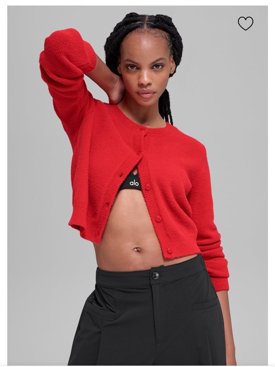 ALO Yoga Sweaters - Alo Yoga Snuggle Up Sweater Cropped Cardigan - Bright Red Size Small